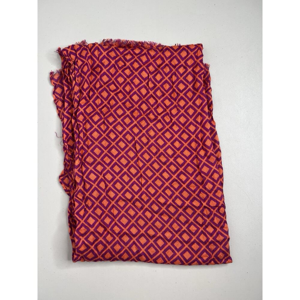 J.Crew Coral Orange Pink Purple Scarf Square Diamond Pattern Lightweight - Picture 2 of 7